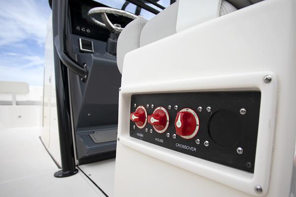 Slide: The Image of Close-up of control panel on 2023 Sea Born LX26 boat. - 8