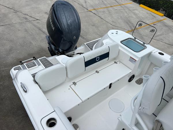Slide: The Image of 2024 Sea Fox 228 Commander boat interior with Yamaha outboard motor. - 26