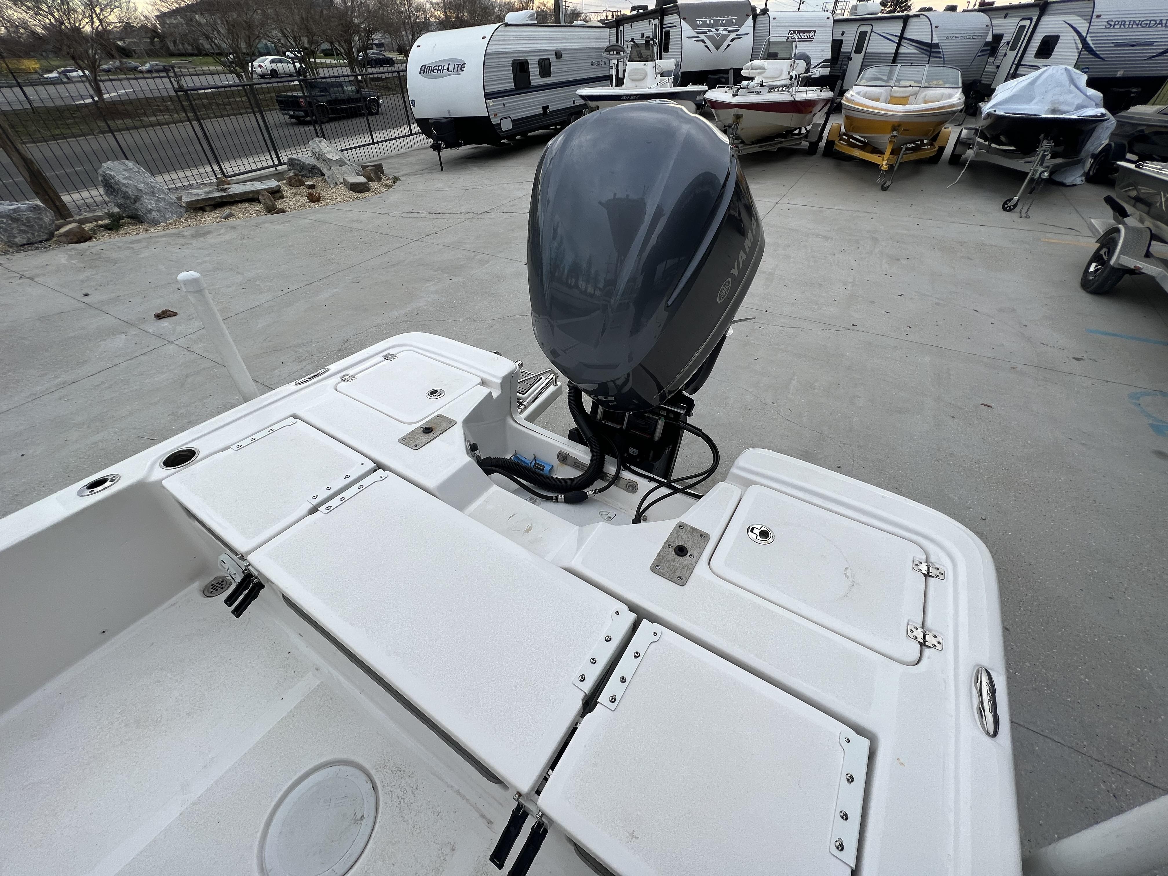 Slide: The Image of 2020 Sea Fox 240 Viper boat with Yamaha outboard motor in a dealership lot. - 12