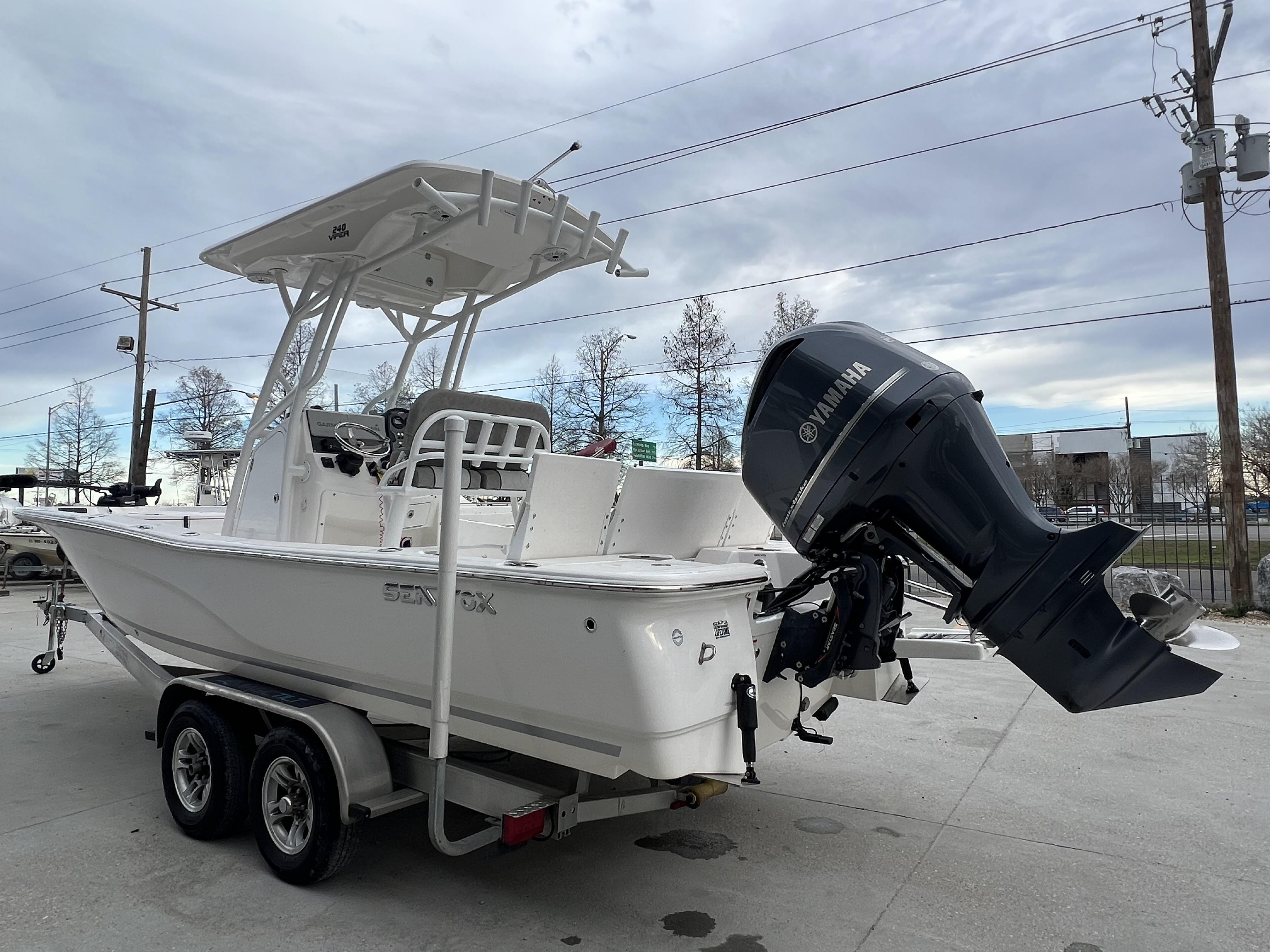 Slide: The Image of 2020 Sea Fox 240 Viper boat with Yamaha outboard motor on trailer. - 16