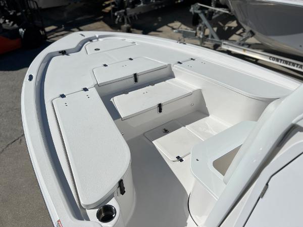Slide: The Image of 2024 Sea Fox 251 Bay Fox boat deck with storage compartments. - 12