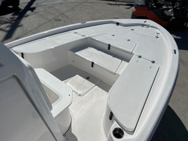 Slide: The Image of 2024 Sea Fox 251 Bay Fox boat interior with storage compartments. - 14