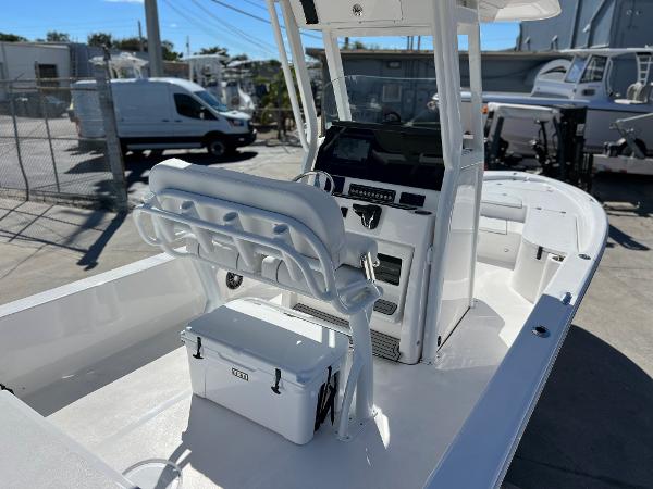 Slide: The Image of 2024 Sea Fox 251 Bay Fox boat interior with console and seating. - 31