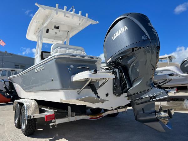 Slide: The Image of 2024 Sea Fox 251 Bay Fox boat with Yamaha outboard motor on trailer. - 38