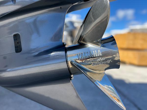 Slide: The Image of Close-up of Yamaha Saltwater Series II propeller on 2024 Sea Fox 251 Bay Fox boat. - 39