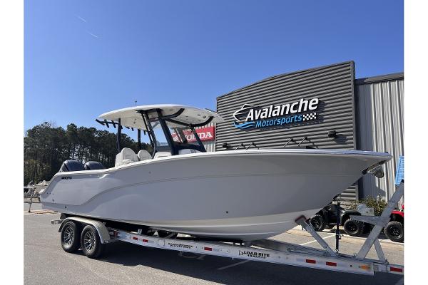Slide: The Image of 2024 Sea Fox 288 Commander boat on trailer at Avalanche Motorsports. - 1