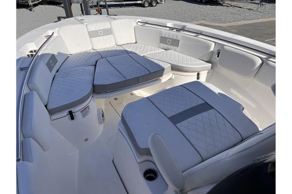 Slide: The Image of 2024 Sea Fox 288 Commander boat with spacious seating and luxurious upholstery. - 7