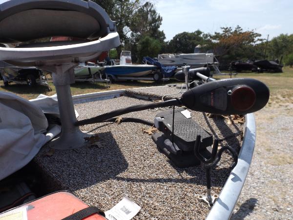 Slide: The Image of 1978 Sea Nymph SS 160 boat deck with trolling motor and seat. - 4
