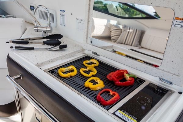 Slide: The Image of Outdoor grill with bell peppers on a 2023 Sea Ray Sundancer 320 yacht. - 22
