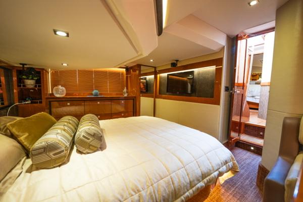 Slide: The Image of Luxurious bedroom interior of 2015 Sea Ray 510 Fly yacht with modern decor. - 2