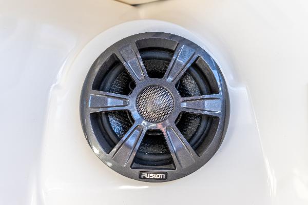Slide: The Image of Fusion speaker on 2021 Sea Ray SDX 250 boat, close-up view. - 23
