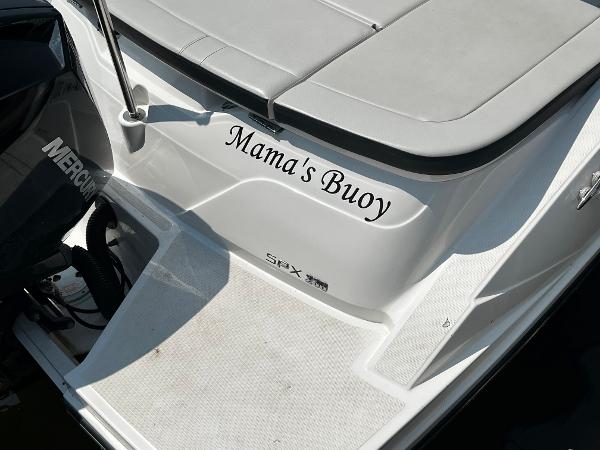 Slide: The Image of 2021 Sea Ray SPO 230 boat with "Mama's Buoy" name on the stern. - 8