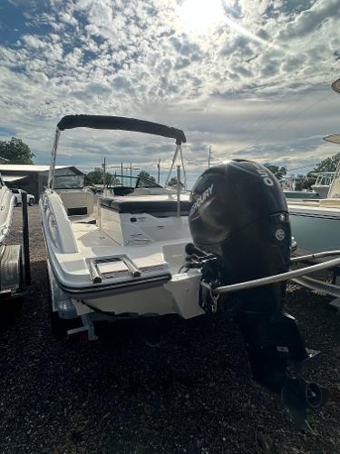Slide: The Image of 2021 Sea Ray SPX 210 OB boat with Mercury outboard motor. - 2