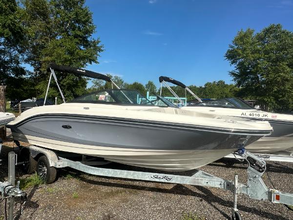 Slide: The Image of 2021 Sea Ray SPX 210 OB boat on trailer, parked outdoors. - 5