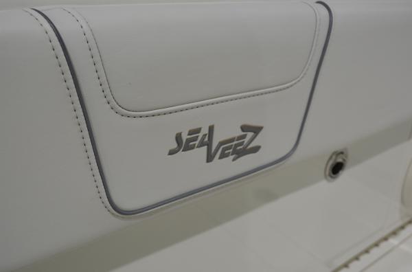 Slide: The Image of 2020 SeaVee 322z boat interior detail with logo. - 32