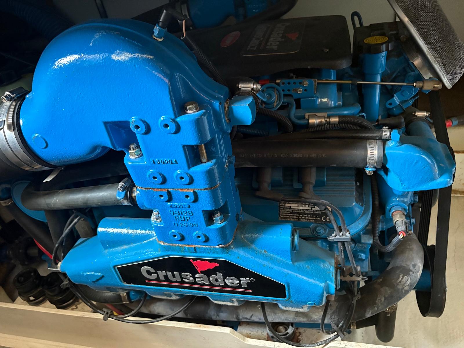 Slide: The Image of Blue Crusader engine in a 2006 Silverton 38 Sport Bridge boat. - 30