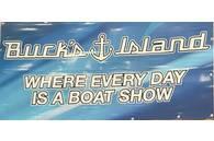 Slide: The Image of Banner with text: "Buck's Island - Where Every Day is a Boat Show." - 10