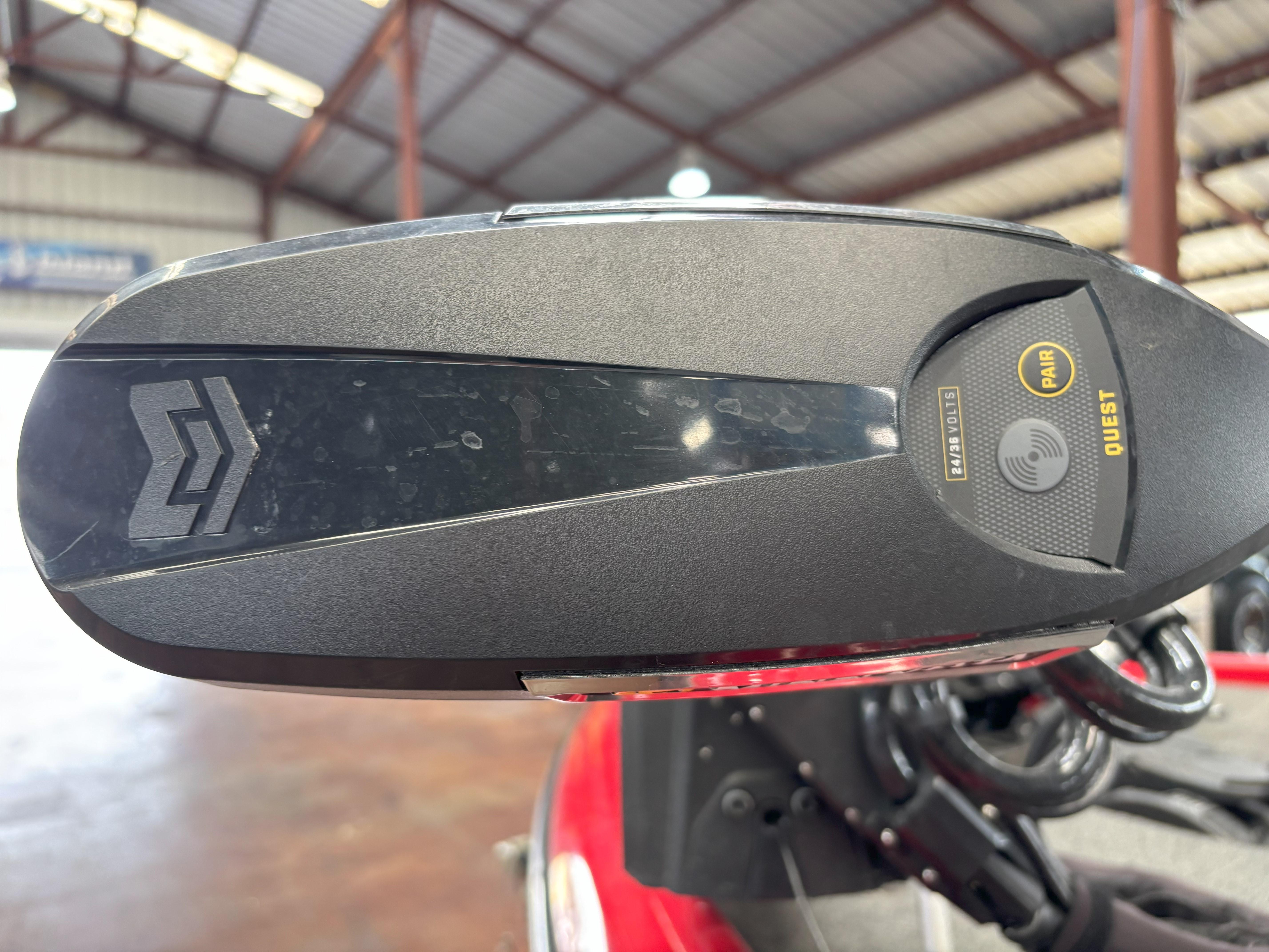 Slide: The Image of Close-up of a 2020 Skeeter FXR20 Apex boat component in a warehouse setting. - 6