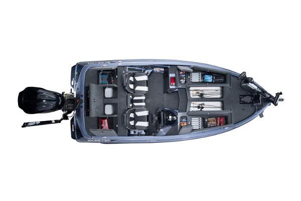 Slide: The Image of Manufacturer Provided Image: Top view of a 2020 Skeeter ZX 225 fishing boat with organized storage compartments. - 12