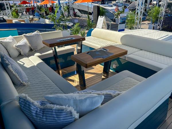 Slide: The Image of Luxurious seating area on the 2024 Solaris Power 52 Open yacht. - 26