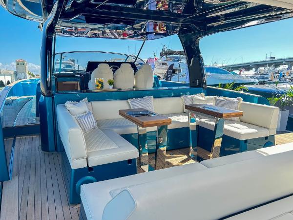 Slide: The Image of Luxurious seating area on the 2024 Solaris Power 52 Open yacht. - 27