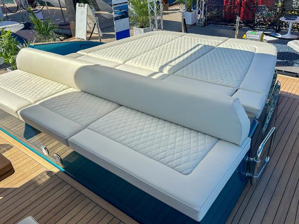 Slide: The Image of Luxurious seating area on the 2024 Solaris Power 52 Open yacht. - 28