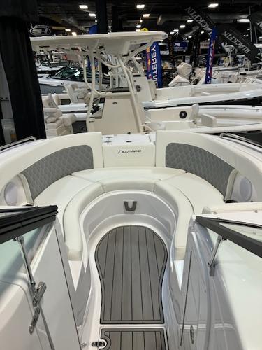 Slide: The Image of 2024 SouthWind 2600 SD boat interior at a boat show. - 7