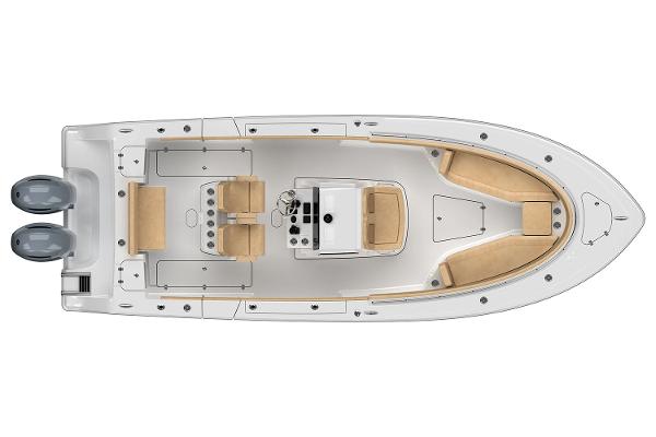 Slide: The Image of Manufacturer Provided Image: 2025 Sportsman Open 262 Center Console boat, top view, dual engines, spacious seating. - 12