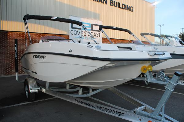 Slide: The Image of 2024 Starcraft 171 SVX boat on a trailer at Cove 2 Coast Marine. - 1