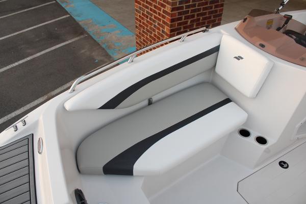 Slide: The Image of 2024 Starcraft 171 SVX boat interior seating with cup holders. - 6