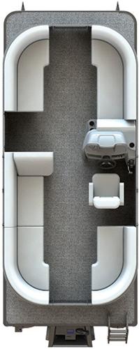Slide: The Image of 2024 Starcraft LX20R pontoon boat interior layout with spacious seating. - 15