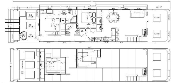 Slide: The Image of Floor plan of 2006 American Waterways Desert Rain Trip 15 houseboat. - 9