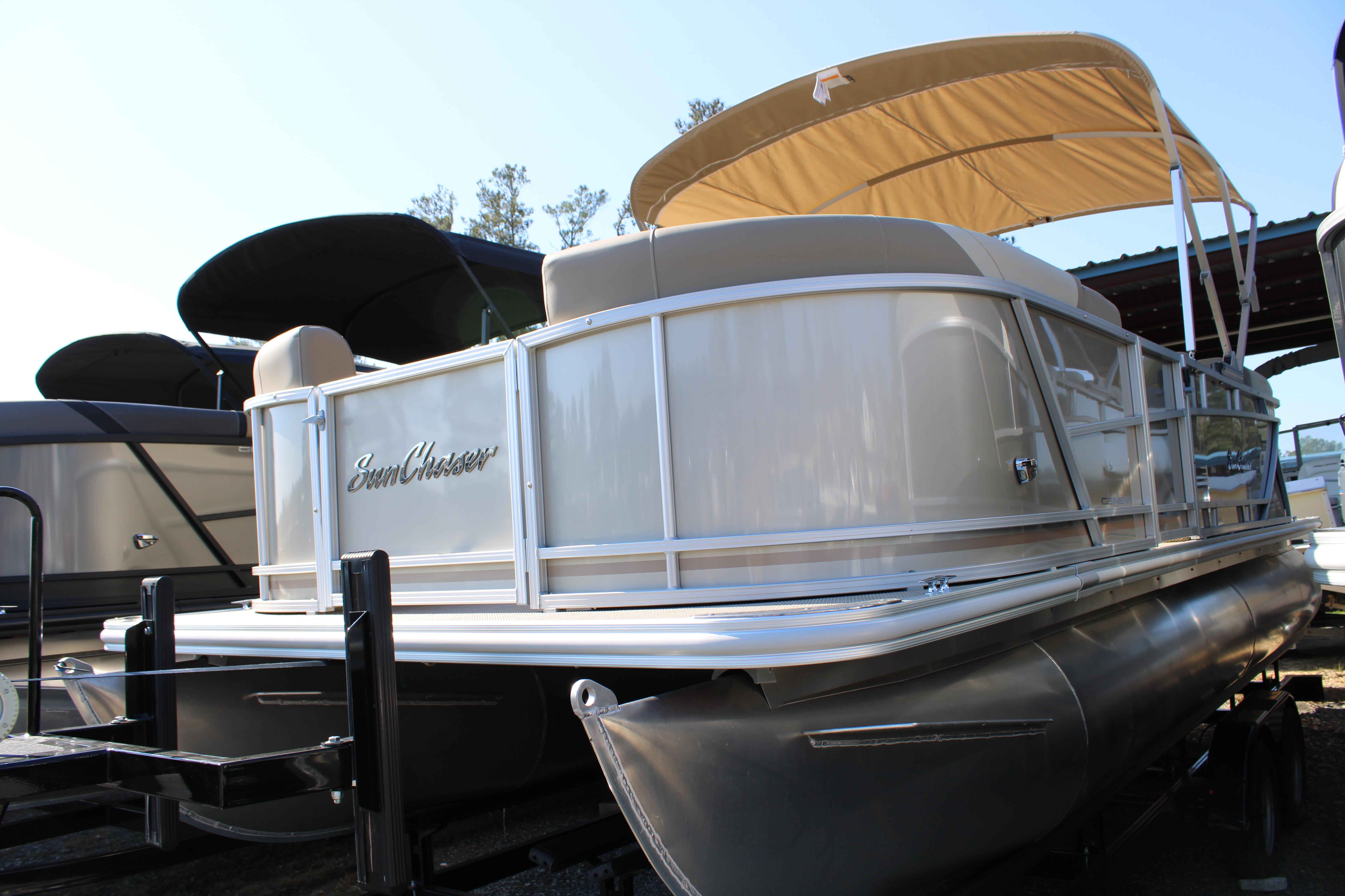 Slide: The Image of 2023 SunChaser Geneva Cruise 22 LR DH pontoon boat with canopy. - 12