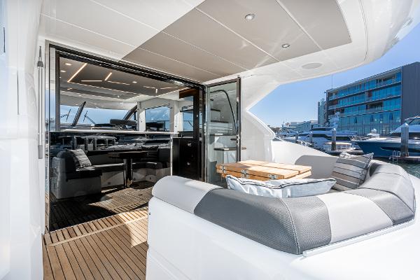 Slide: The Image of Luxurious 2022 Sunseeker Manhattan 55 yacht with modern interior and spacious deck. - 16