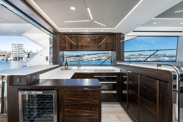 Slide: The Image of Luxurious kitchen interior of 2022 Sunseeker Manhattan 55 yacht with waterfront view. - 20
