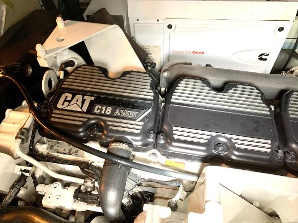 Slide: The Image of Engine room of a 2016 Sunseeker Manhattan 65 yacht with CAT C18 engine. - 26