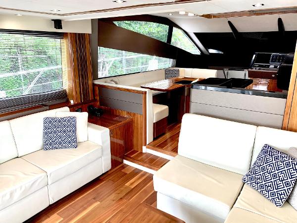 Slide: The Image of Luxurious interior of 2016 Sunseeker Manhattan 65 yacht with modern furnishings. - 5
