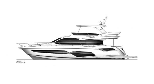Slide: The Image of 2026 Sunseeker Manhattan 68 yacht, sleek design, side profile view. - 1