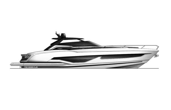 Slide: The Image of 2024 Sunseeker Superhawk 55 luxury yacht side profile. - 1
