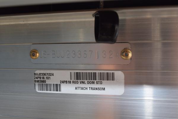 Slide: The Image of 2024 Sun Tracker Party Barge 18 DLX hull identification number and barcode labels - 7