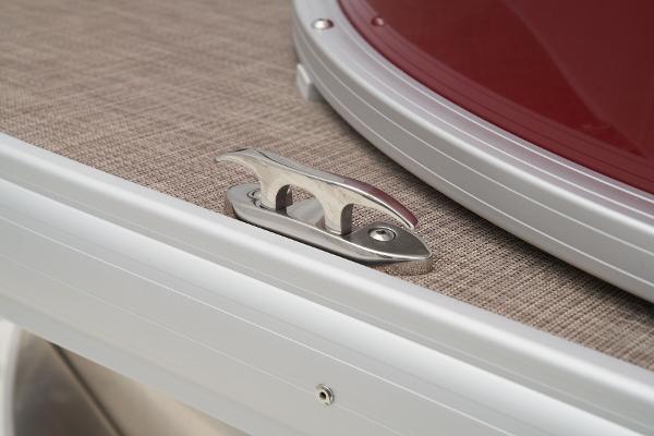 Slide: The Image of Close-up of 2024 Sun Tracker Party Barge 20 DLX boat cleat on deck. - 14
