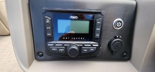 Slide: The Image of 2024 Sun Tracker PARTY BARGE® 20 DLX audio system with Wet Sounds control panel. - 17