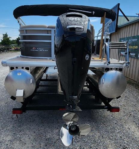 Slide: The Image of 2024 Sun Tracker PARTY BARGE® 20 DLX pontoon boat with Mercury outboard motor. - 19