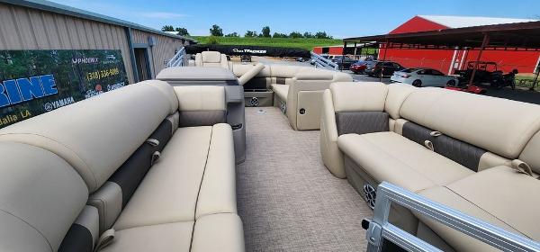 Slide: The Image of 2024 Sun Tracker PARTY BARGE® 20 DLX pontoon boat with spacious seating. - 2