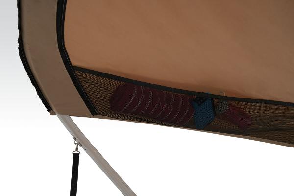Slide: The Image of 2024 Sun Tracker Party Barge 20 DLX storage compartment under canopy. - 23