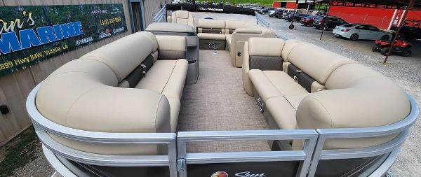 Slide: The Image of 2024 Sun Tracker PARTY BARGE® 20 DLX pontoon boat with spacious seating. - 9