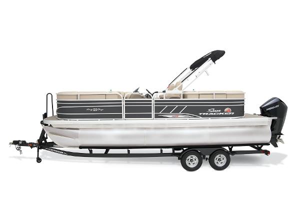 Slide: The Image of 2023 Sun Tracker Party Barge 22 XP3 pontoon boat on trailer. - 5