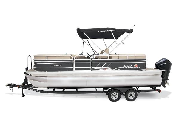 Slide: The Image of 2023 Sun Tracker Party Barge 22 XP3 pontoon boat on trailer. - 6