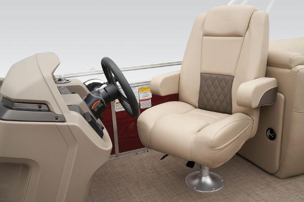 Slide: The Image of 2024 Sun Tracker Party Barge 22 XP3 captain's chair and helm station. - 29