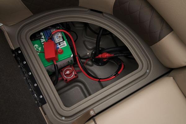 Slide: The Image of Battery compartment of 2024 Sun Tracker Party Barge 22 XP3 pontoon boat. - 45